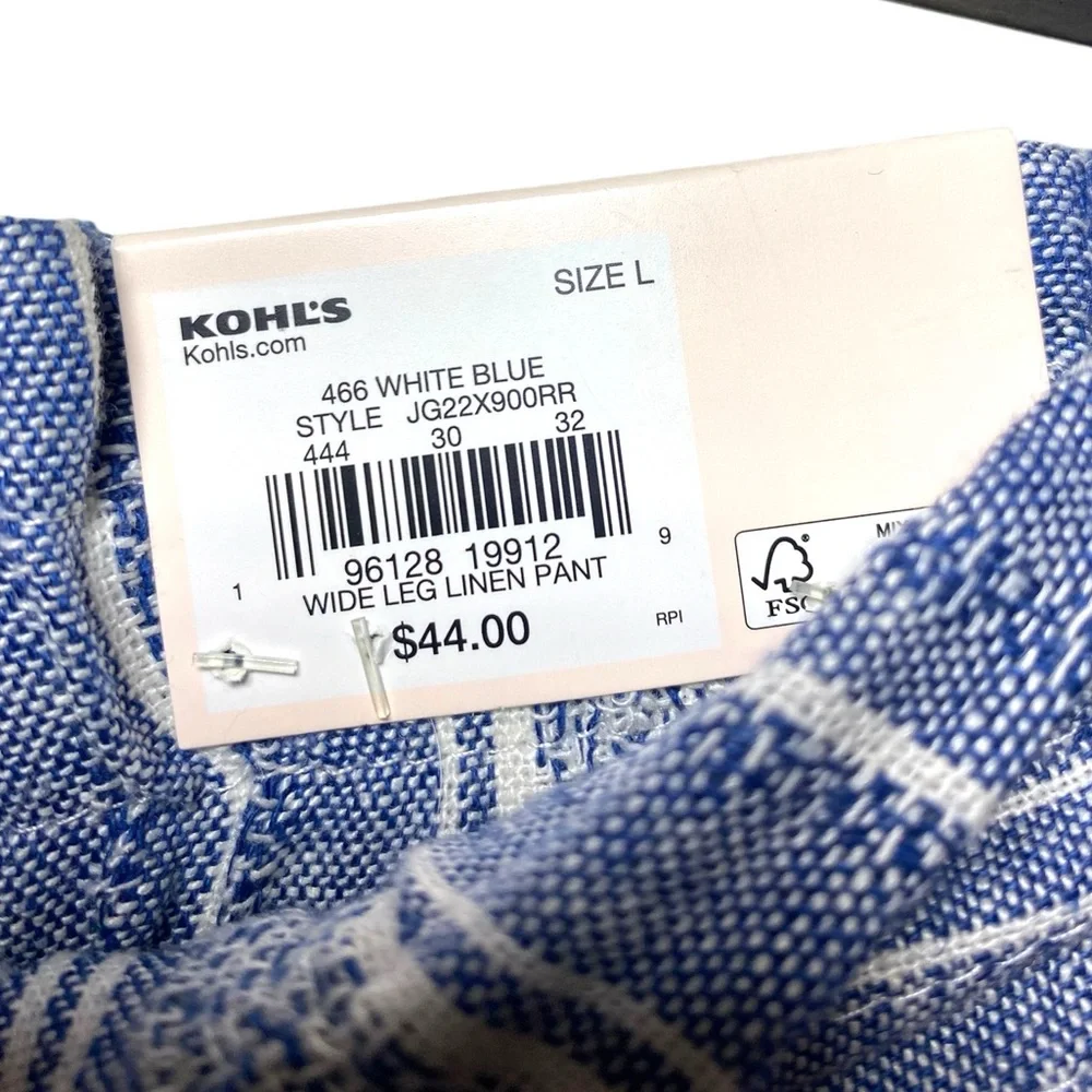 Kohl's White and Blue Linen Pants - Picture 8 of 10